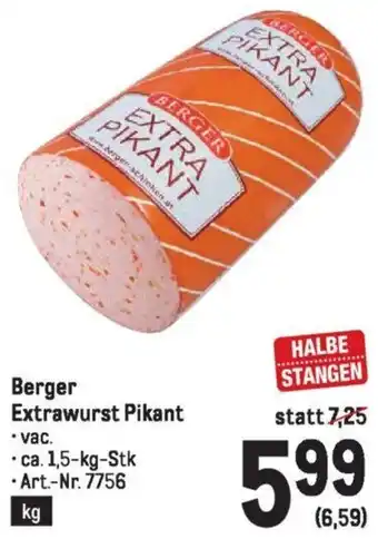 Metro Berger Extrawurst Pikant 1.5kg Angebot