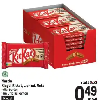 Metro Nestle Riegel Kitkat, Lion od. Nuts Angebot