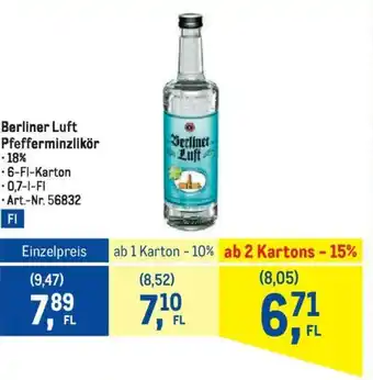 Metro Berliner Luft Pfefferminzlikör Angebot