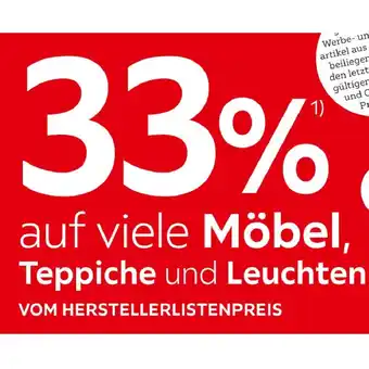 XXXLutz 33% auf viele Möbel, Teppiche und Leuchten VOM HERSTELLERLISTENPREIS XXXLutz Angebot