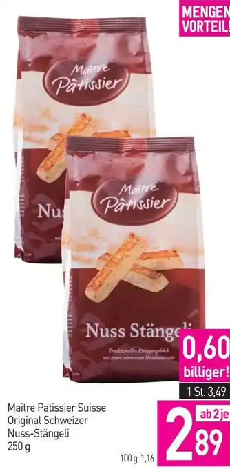 Sutterlüty Maitre Patissier Suisse Original Schweizer Nuss-Stängeli 250 g Angebot