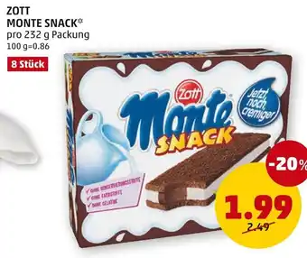 PENNY ZOTT MONTE SNACK* pro 232 g Angebot
