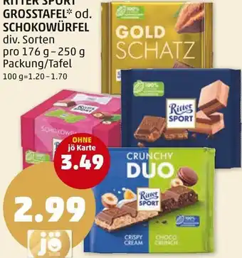 PENNY RITTER SPORT GROSSTAFEL* od. SCHOKOWÜRFEL Angebot