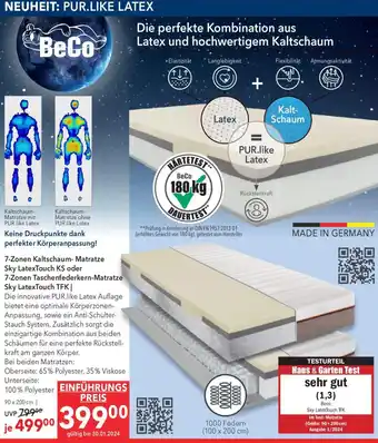 Matratzen Concord 7-Zonen Kaltschaum-Matratze Sky LatexTouch KS oder Angebot