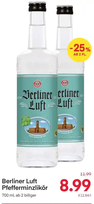 MPreis Berliner Luft Pfefferminzlikör 700ml Angebot