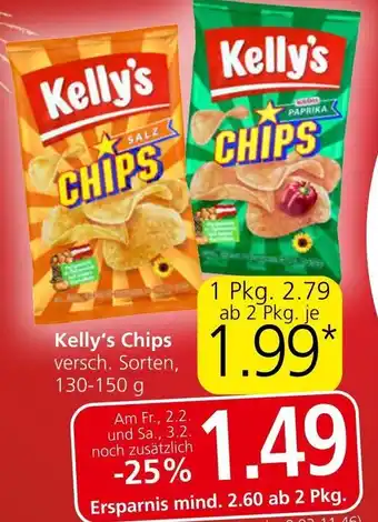 Spar Kelly's Chips 130-150g Angebot