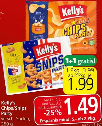 Spar Kelly's Chips/Snips Party 250g Angebot