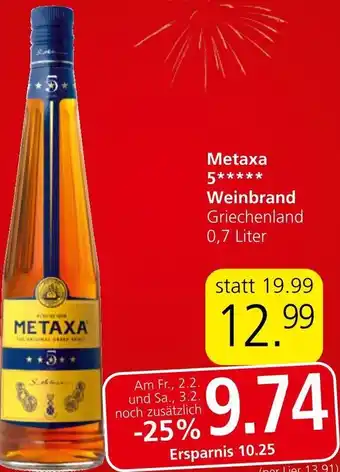 Spar Metaxa Weinbrand Griechenland 0,7 Liter Angebot