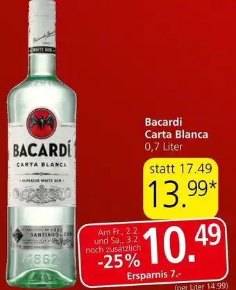 Spar BACARDI CARTA BLANCA 0.7 Liter Angebot