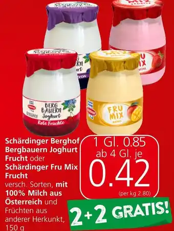 Spar Schärdinger Berghof/ Bergbauern Joghurt Frucht Angebot