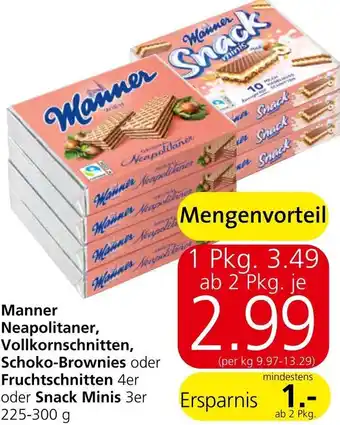 Spar Manner Neapolitaner, Vollkornschnitten, Schoko-Brownies Angebot