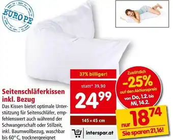 Interspar Seitenschläferkissen inkl. Bezug Angebot