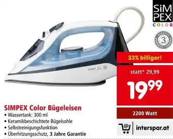 Interspar SIMPEX Color Bügeleisen Angebot
