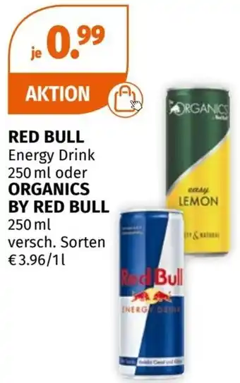 Müller RED BULL Energy Drink 250ml oder ORGANICS BY RED BULL 250 ml Angebot