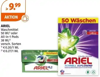 Müller ARIEL Waschmittel 50 WL¹ oder All-in-1 Pods 38 ARIEL Waschmittel 50 WL¹ oder All-in-1 Pods 38 WL2) Angebot