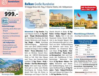 Lidl Balkan Große Rundreise 10 Tage p.P Angebot