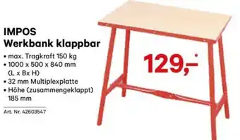 Lagerhaus IMPOS Werkbank klappbar Angebot