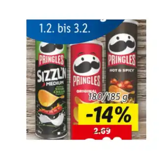 Lidl Pringles Chips oder Sizzl'n Versch. Sorten Lidl 1 Packung Angebot