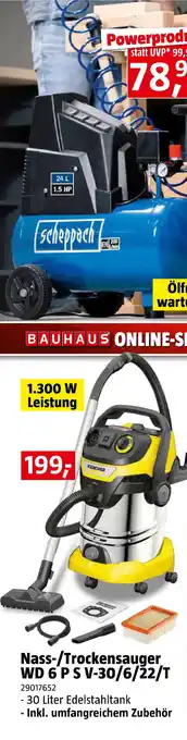 Bauhaus Nass-/Trockensauger WD 6 P S V-30/6/22/T Angebot
