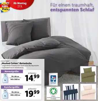Lidl Washed Cotton- Bettwäsche 200x200 cm Angebot