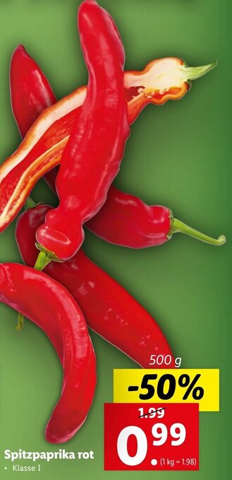 Lidl Spitzpaprika Rot 500g Angebot