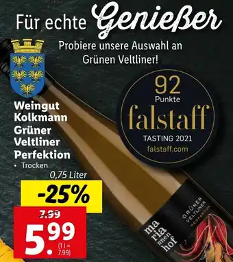 Lidl Weingut Kolkmann Grüner Veltliner Perfektion 0,75 Liter Angebot