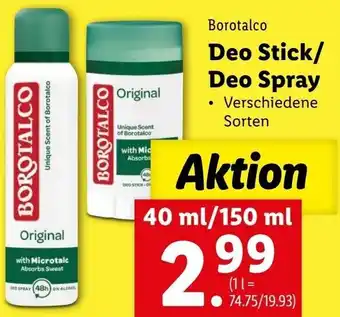Lidl Deo Stick/Deo Spray Angebot