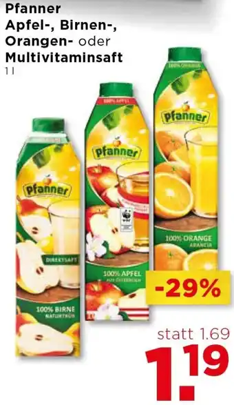 Unimarkt Pfanner Apfel Birnen Orangen Angebot
