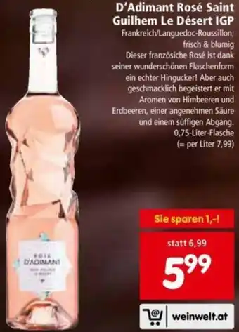 Interspar D'Adimant Rosé Saint Guilhem Le Désert IGP Angebot