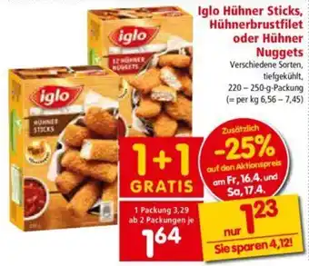Interspar Iglo Hühner Sticks Hühnerbrustfilet Oder Hühner Nuggets 220-250 g Angebot