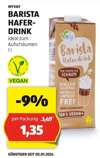 Hofer MYVAY BARISTA HAFER- DRINK Angebot