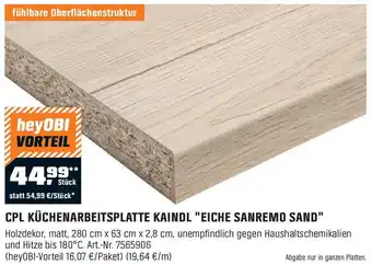 OBI CPL KÜCHENARBEITSPLATTE KAINDL , EICHE SANREMO SAND Angebot