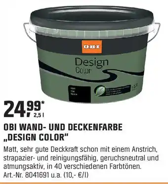 OBI OBI WAND- UND DECKENFARBE ,DESIGN COLOR Angebot