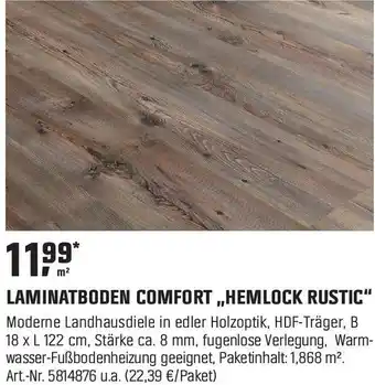OBI LAMINATBODEN COMFORT ,HEMLOCK RUSTIC Angebot