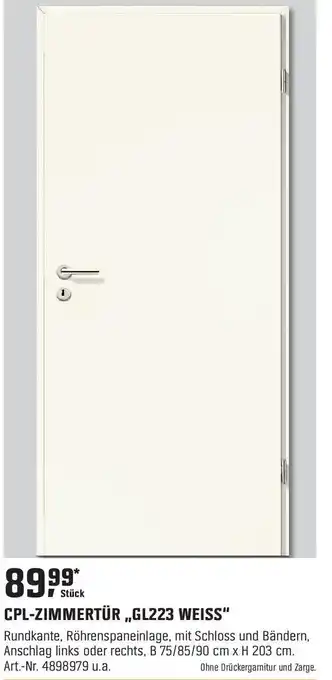 OBI CPL-ZIMMERTÜR ,GL223 WEISS Angebot