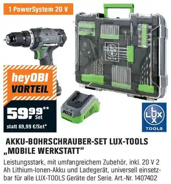 OBI AKKU-BOHRSCHRAUBER-SET LUX-TOOLS ,MOBILE WERKSTATT Angebot