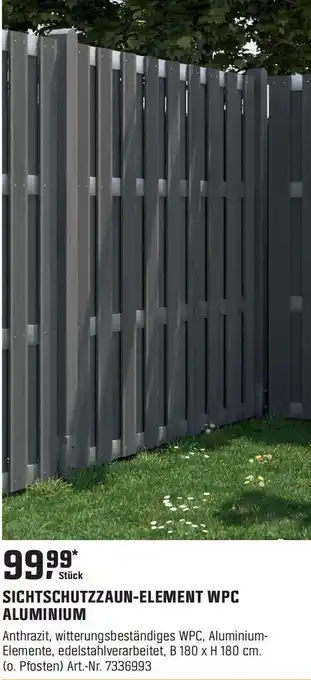 OBI SICHTSCHUTZZAUN-ELEMENT WPC ALUMINIUM Angebot