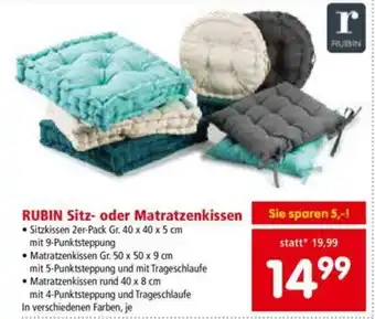 Interspar Rubin Sitz-oder Matratzenkissen 2er-Pack Gr.40x40x5 cm Angebot