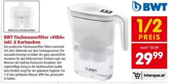 Interspar BWT Tischwasserfilter inkl. 6 Kartuschen Angebot