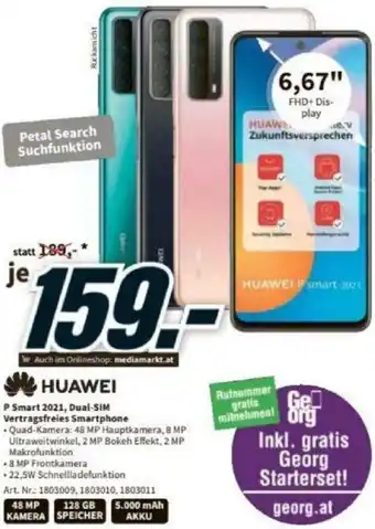 Media Markt Huawei P Smart 2021, Dual-sim Vertragsfreies Smartphone Angebot