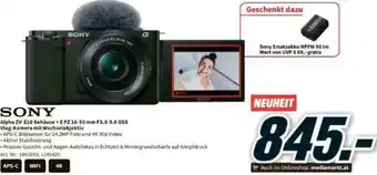 Media Markt Sony Alpha ZV-E10 Gehäuse + E PZ 16-50 mm F3.5-5.6 OSS Vlog-Kamera Mit Wechselobjektiv Angebot