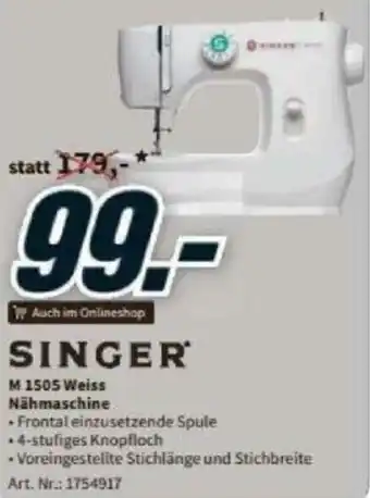 Media Markt Singer M 1505 Weiss Nähmaschine Angebot