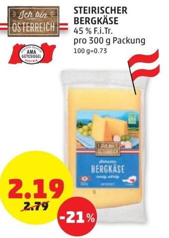 PENNY Steirischer Bergkase 300 g Angebot