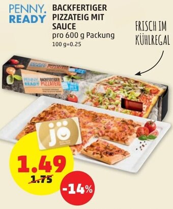 PENNY Backfertiger Pizzateig mit Sauce 600 g Angebot
