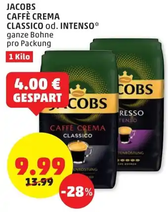 PENNY Jacobs Caffe Crema Classico od.Intenso 1 Kilo Angebot