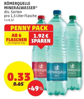 PENNY Römerquelle Mineralwasser 1.5 Liter Angebot
