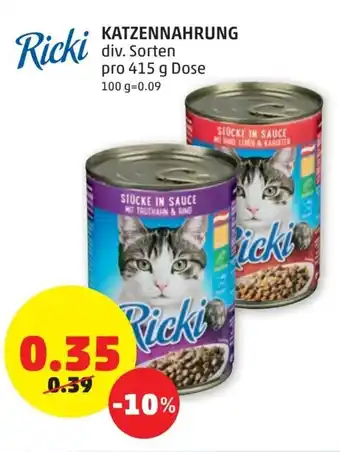 PENNY Ricki Katzennahrung 415 g Angebot