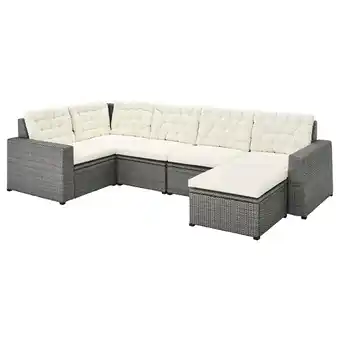 IKEA SollerÖn Modulecksofa 4-sitzig/außen, mit Hocker dunkelgrau/kuddarna beige Angebot