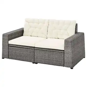 IKEA SollerÖn 2er-sitzelement/außen, dunkelgrau/kuddarna beige, 161x82x84 cm Angebot