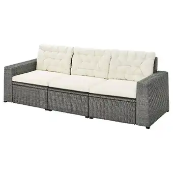 IKEA SollerÖn 3er-sitzelement/außen, dunkelgrau/kuddarna beige, 223x82x84 cm Angebot